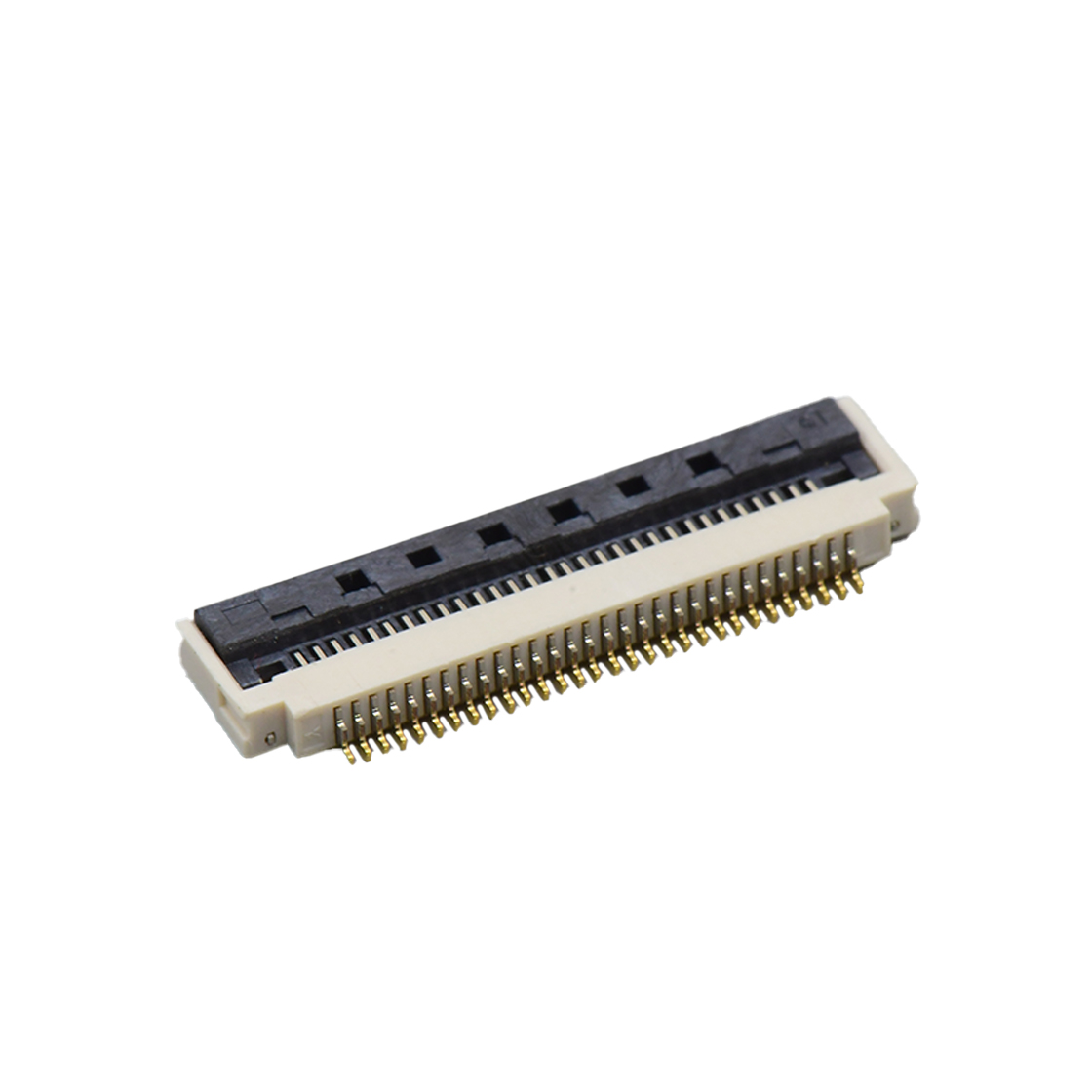 F0507 FPC FFC连接器Pitch 0.50mm 90°H2.00mm 前掀盖下接触带蝴蝶扣卧贴 FPC 30Pin本色 镀半金1U",镍